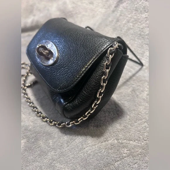 Mulberry Mini Lily Black Pebbled Leather Crossbody on Chain - Picture 5 of 12